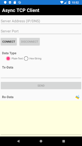 Android application TCP Async Client screenshort