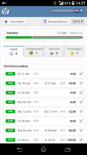Android application Verlofdagen.nl screenshort