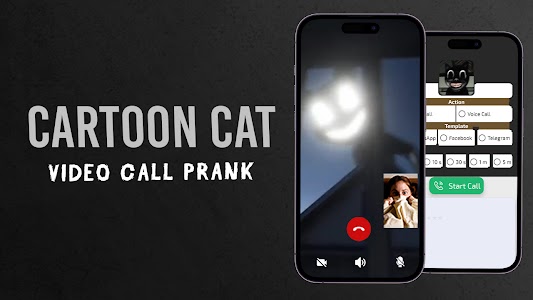 Cartoon Cat Horror Video Call Unknown