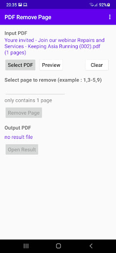 Android application PDF remove page screenshort