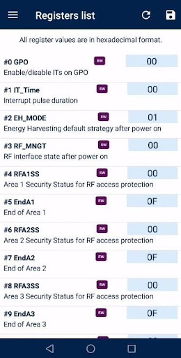 Screenshot of ST25 NFC Tap