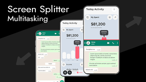 Android application Screen Splitter Multitasking screenshort