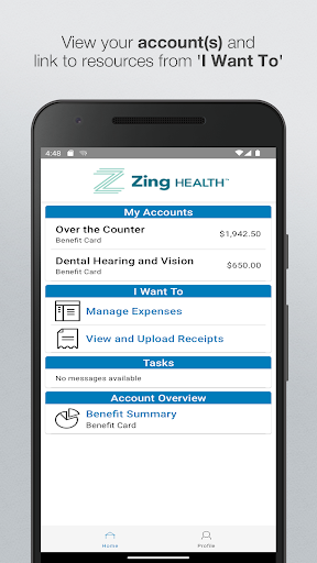 Android application Zing Health Benefit Card screenshort
