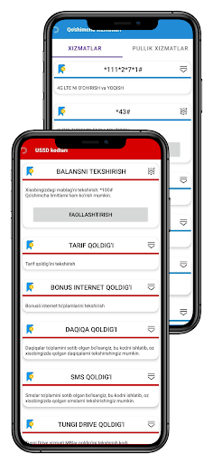 Android application USSD kodlar Uzmobile screenshort