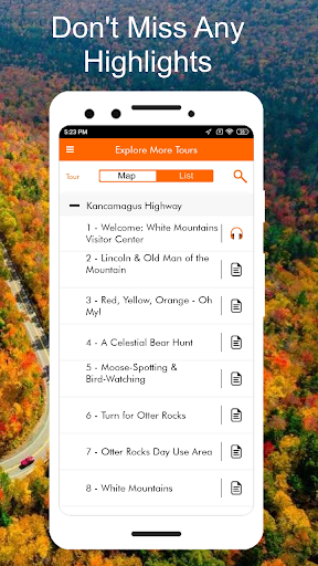 Screenshot of Kancamagus Highway GPS Tour