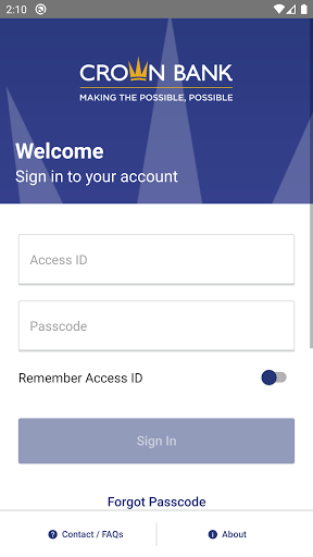 Crown Bank Mobile Screen 2