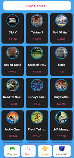 Android application PS2 PSP Games Emulator Pro screenshort