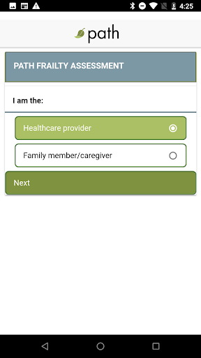 Android application The Frailty App screenshort