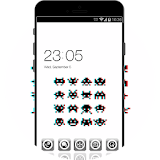Pixel Pop Art Theme:Black&White Space Invaders icon
