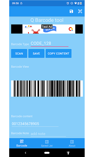 Barcode scanner Screen 2
