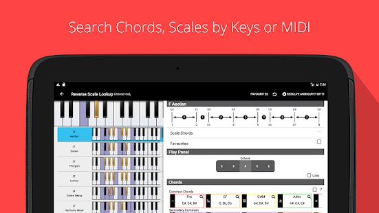 Piano Chords, Scales, Progress Screenshot