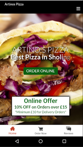 Android application Artino's Pizza screenshort