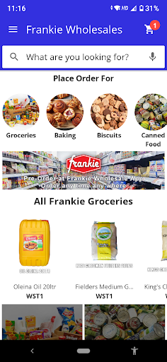 Android application Frankie Wholesale screenshort