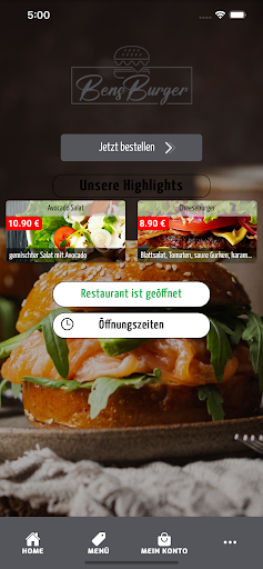 Android application Bens Burger screenshort
