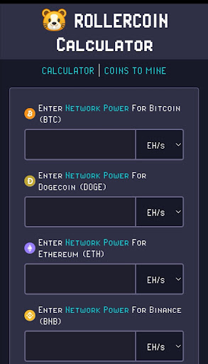 ROLLERCOIN Personal Calculator Screen 2