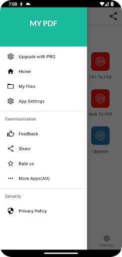 Screenshot of Text to pdf