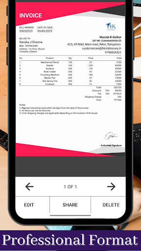 Android application Easy Invoice Quotation Maker screenshort
