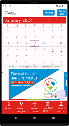 J&K Bank eCalendar Screenshot