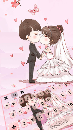 Pink Wedding Kiss Keyboard Bac Screen 2