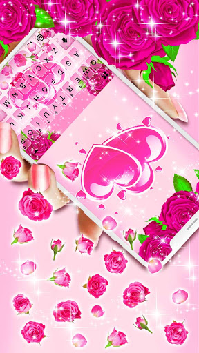 Android application Pink Roses Gravity Keyboard Ba screenshort