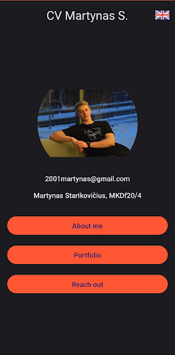 Android application CV Martynas S. screenshort