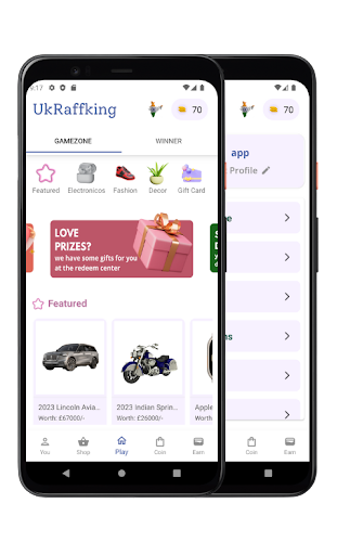 UkRaffKing Lottery System App Screen 2