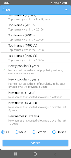 Android application NameEphant Baby Names screenshort