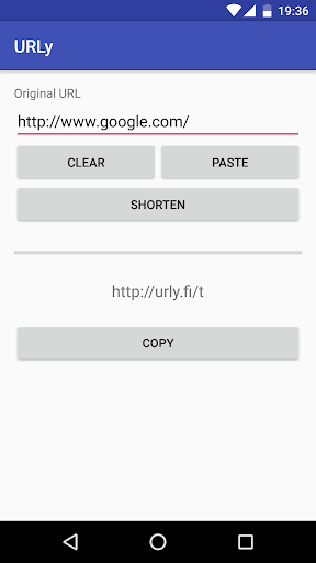 Android application URLy URL shortener screenshort
