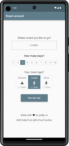 Android application Roam Around - AI Trip planner screenshort