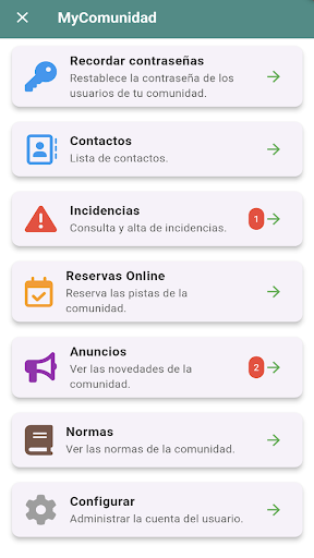 Android application MyComunidad screenshort
