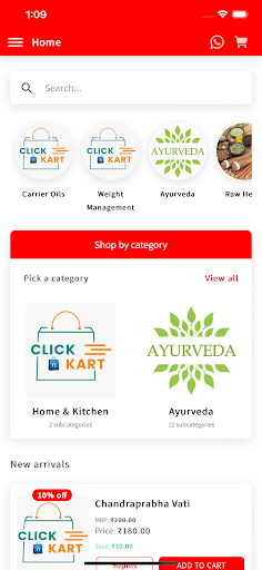 Android application Click n Kart screenshort