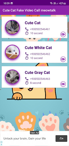 Android application Cute Cat Fake Video Call screenshort