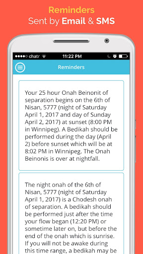 My Mikvah Calendar Screen 2