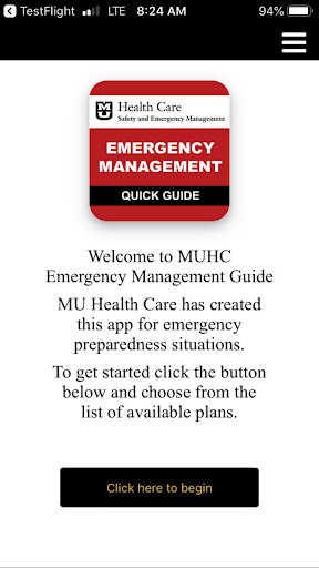 Android application MU HC Emergency Management screenshort