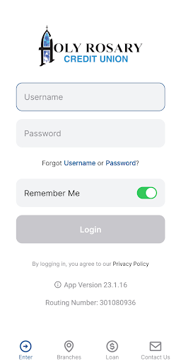 Android application Holy Rosary Credit Union screenshort