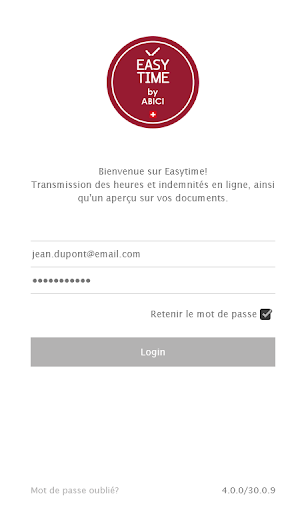 Android application Abici Easytime screenshort