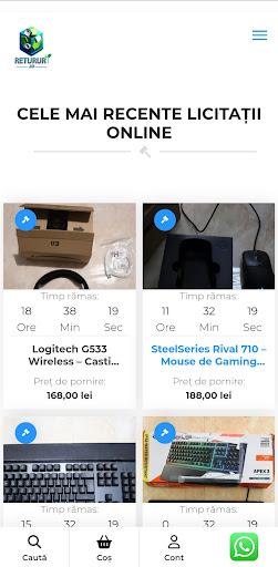 Android application Retururi.ro - Licitații online screenshort