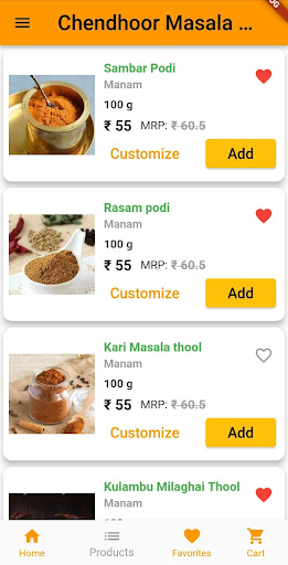 Android application Chendhoor Masala screenshort
