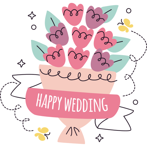 happy wedding Stickers Wastick logo