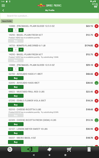 Sunrise Produce Checkout App Screenshot