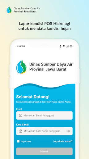 Android application Laporan Pos Hidrologi screenshort