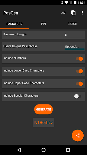 Android application PasGen - Strong Password Maker screenshort