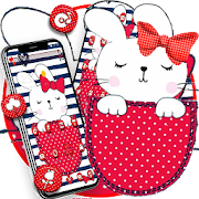 Red Cute Cartoon Bunny Bowknot Theme  Icon