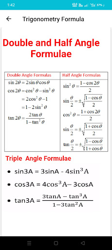 Trigonometry formula Screen 3