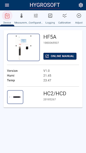 Android application HygroSoft screenshort