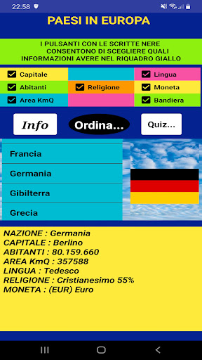 Android application Paesi in Europa screenshort