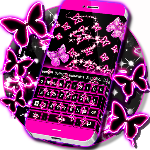 Neon Butterflies Keyboard 2.0 Icon