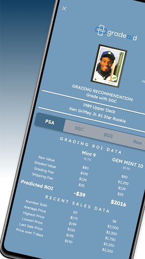 Android application Gradeaid - AI card pre-grading screenshort
