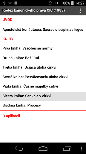 Android application Kódex kánonického práva screenshort