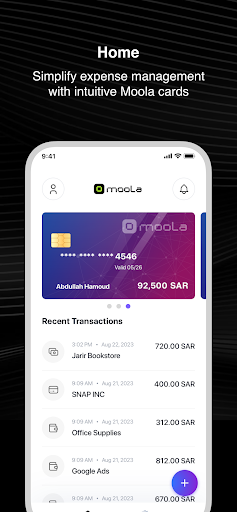 Android application MOOLA: Cards & Expenses screenshort